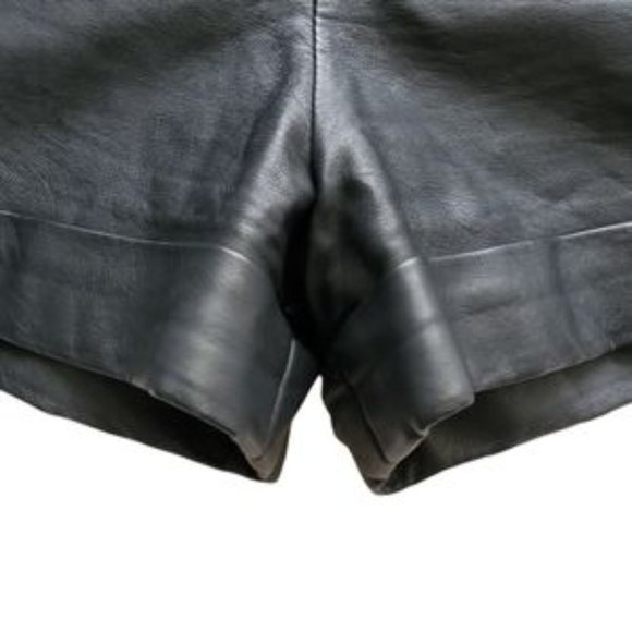 French Connection Cult Connection Cuffed Faux Leather Shorts Black - Picture 6 of 8